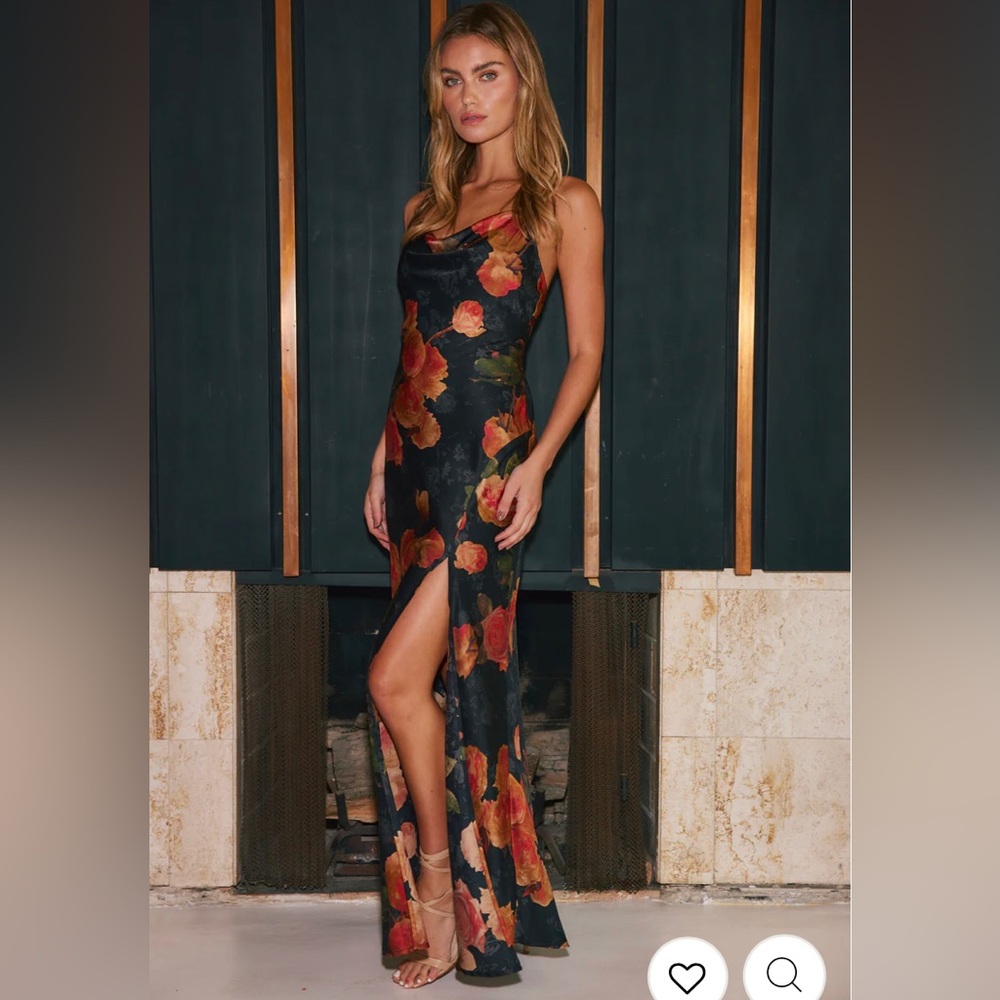 Satin floral maxi dress
